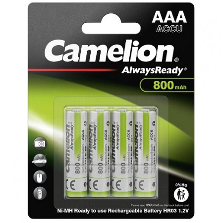Camelion AlwaysReady R03 AAA R2U  800 pakartotinai kraunama baterija, 4 vnt.