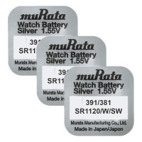 Murata 391 381 SR1120 baterijos 3 vnt.