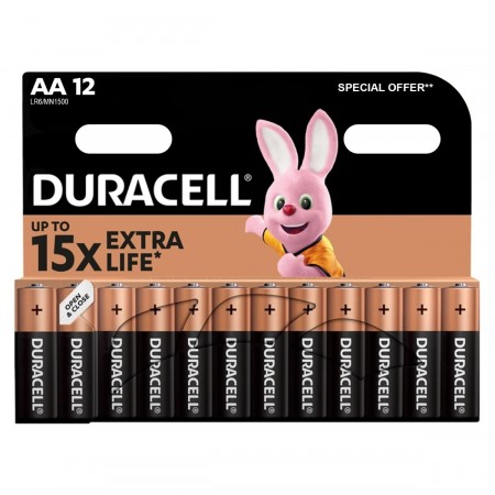 Duracell Basic MN1500 AA šarminės baterijos 12 vnt.