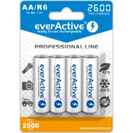 EverActive R6 2600 Pro Line šarminės baterijos, 4 vnt.
