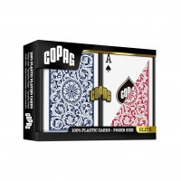 Copag Elite Poker dviguba žaidimo kortų kaladė Regular dydis (raudona/mėlyna)