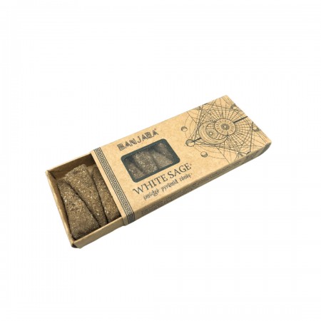Banjara Smudge Piramidės formos kūgeliai smilkinimui  - White Sage