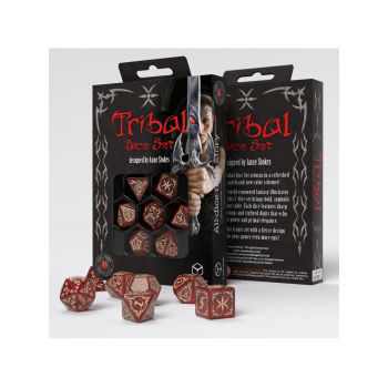 Tribal kauliukų rinkinys Shimmering red & Beige Q-WORKSHOP