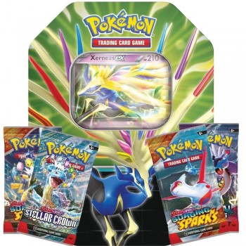 Pokémon Scarlet & Violet: Spring Azure Legends Tin Xerneas ex rinkinys metalinėje dėžutėje