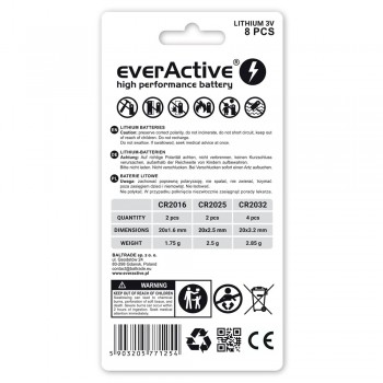 EverActive ličio baterijų rinkinys 4 x CR2032 2 x CR2025 2 x CR2016