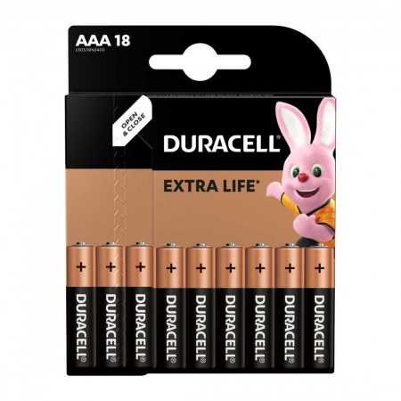 Duracell AAA Basic LR03 1.5V šarminės baterijos 18 vnt.