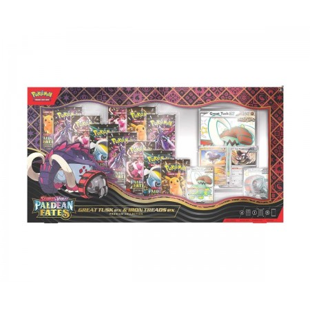 Pokemon Scarlet & Violet: Paldean Fates Great Tusk ex & Iron Threads ex Premium Collection rinkinys Pokemon Scarlet & Violet: Paldean Fates Great Tusk ex & Iron Threads ex Premium Collection rinkinys
