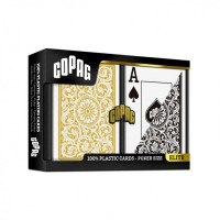 Kosmetinis defektas 1546 Elite Poker size - Jumbo index žaidimo kortos dviguba kaladė (auksinės ir juodos) Copag 
