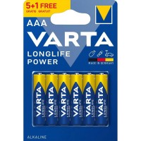 Varta AAA Longlife Power LR03 šarminės baterijos 6 vnt. Varta AAA Longlife Power LR03 šarminės baterijos 6 vnt.