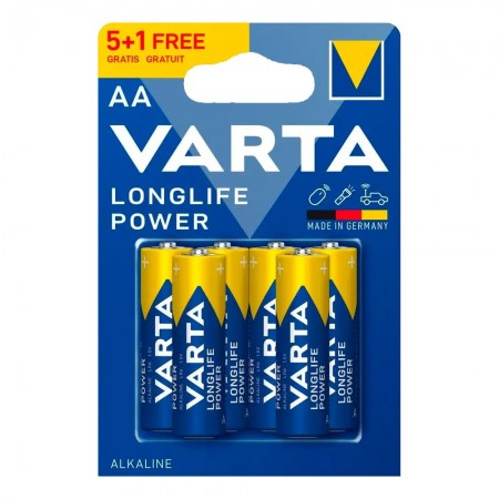Varta AA Longlife Power LR6 šarminės baterijos 6 vnt. Varta AA Longlife Power LR6 šarminės baterijos 6 vnt.
