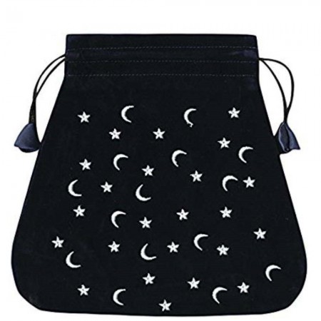 Moon And Stars velvetinis juodas maišelis kortoms Lo Scarabeo