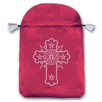 Rosicrucian satininis raudonas maišelis kortoms