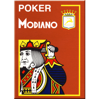 Modiano Poker 4 Jumbo Index kortos (rudos)