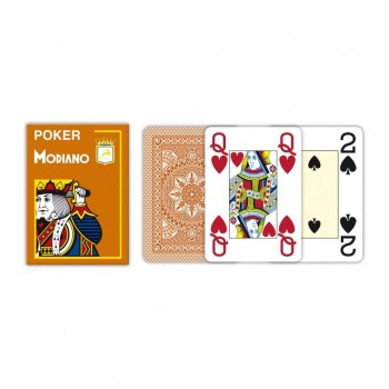 Modiano Poker 4 Jumbo Index kortos (rudos)