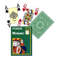 Modiano Poker 4 Jumbo Index kortos (tamsiai žalios)