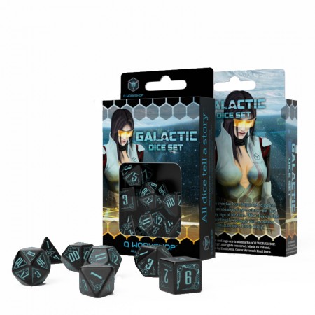 Galactic Dice RPG kauliukų rinkinys juodos ir mėlynos sp