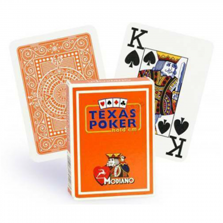 Modiano Texas Poker Hold Em Jumbo Index kortos (oranžinės)