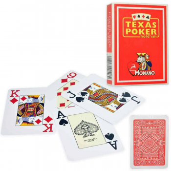 Modiano Texas Poker Hold Em Jumbo Index kortos (raudonos)