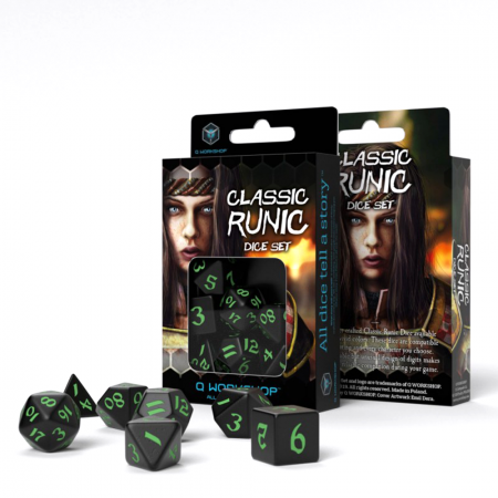 Classic Runic kauliukų rinkinys juodos ir žalios sp