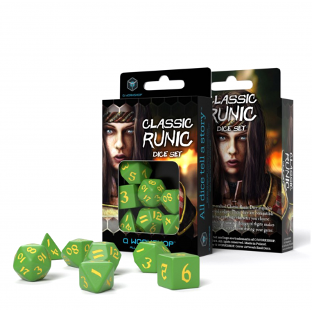 Classic Runic kauliukų rinkinys žalios ir geltonos spalvos