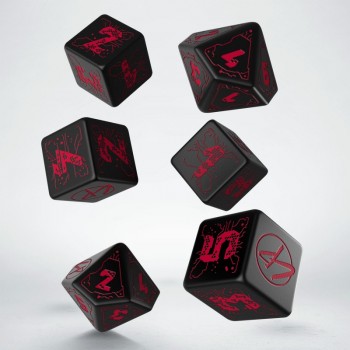  Cyberpunk RED Essential kauliukų rinkinys juodos ir raudonos spalvos