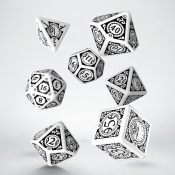 Steampunk Clockwork kauliukų rinkinys baltos ir juodos spalvos