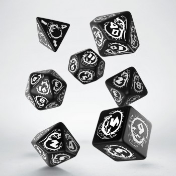Dragons RPG kauliukų rinkinys juodos ir baltos spalvų