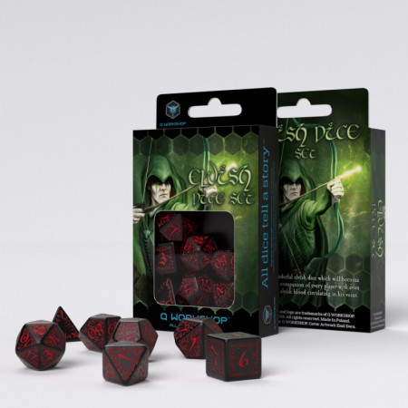 Elvish kauliukų rinkinys juodos ir raudonos sp