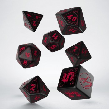 Cyberpunk RED RPG kauliukų rinkinys juodos ir raudonos sp