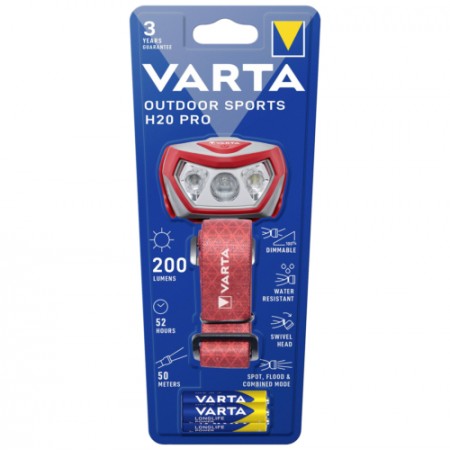 Varta Outdoor sports H20 PRO 17650 prožektorius ant galvos