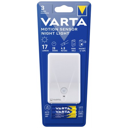 Varta Motion Sensor Night Light 16624 sieninis-naktinis žibintas su judesio jutikliais