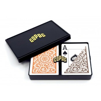 Elite 1546 Playing Cards poker size dviguba žaidimo kortų kaladė (oranžinė/ruda) Copag