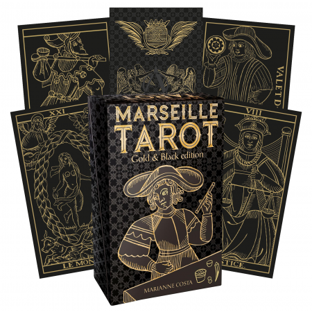 Marseille Tarot kortos aukso ir juodos sp. leidimas Lo Scarabeo