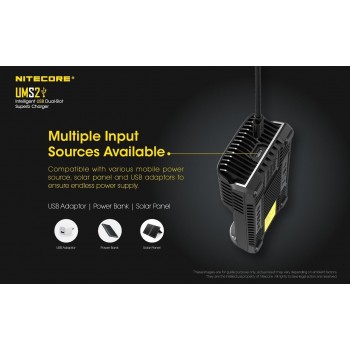 Nitecore UMS2 Intelligent USB Superb Baterijų įkroviklis 