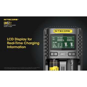 Nitecore UMS2 Intelligent USB Superb Baterijų įkroviklis 