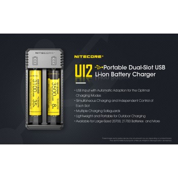 Nitecore UI2 Portable Dual-slot USB Baterijų įkroviklis 