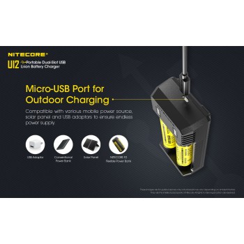 Nitecore UI2 Portable Dual-slot USB Baterijų įkroviklis 