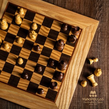 Olive Burl Šachmatų rinkinys su Staunton Chessmen figūrėlėmis Manopoulos