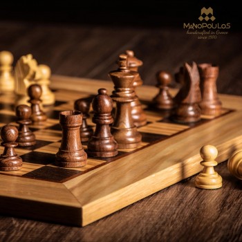 Olive Burl Šachmatų rinkinys su Staunton Chessmen figūrėlėmis Manopoulos