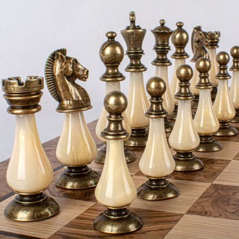Pearl/Metal style Šachmatų rinkinys 50x50cm Riešutas /Ąžuolas Manopoulos
