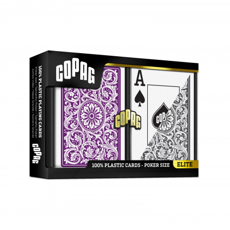 1546 Elite Poker size Jumbo index žaidimo kortos dviguba kaladė (violetinė/pilka) Copag 